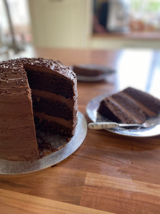 THE ULTIMATE THREE LAYER CHOCOLATE CAKE WITH SILKY BUTTERCREAM
