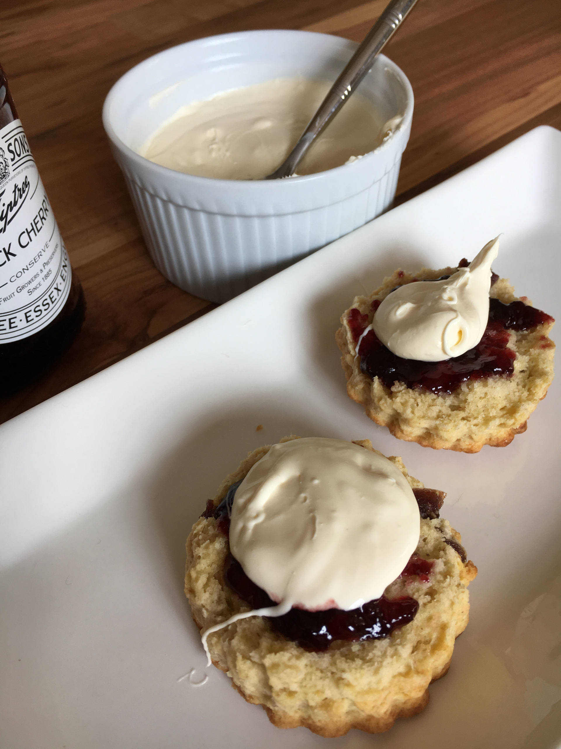 Cherry Bakewell Scones with Clotted Cream